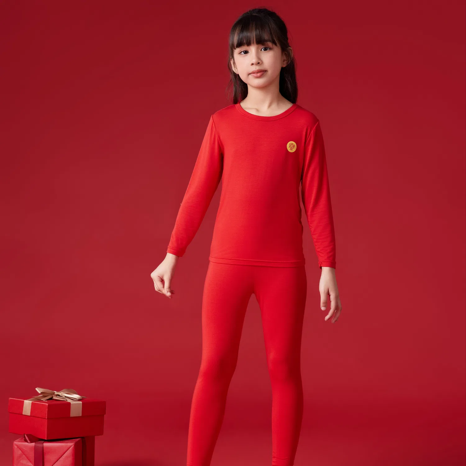 Детский комплект нижнего белья с низким вырезом Red Bean, China Red — фото 4
