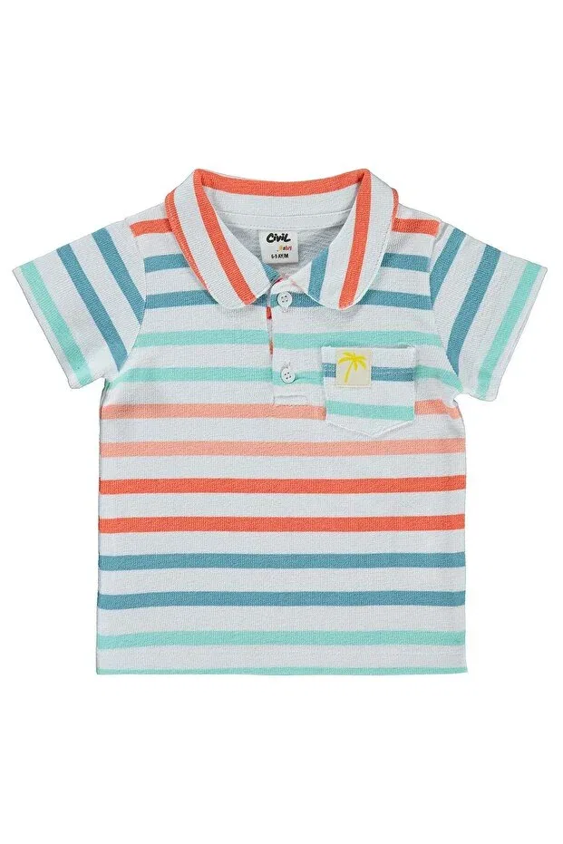 Детская футболка для мальчиков с длинным рукавом Striped 6-18 months t-shirt Civil Baby, White