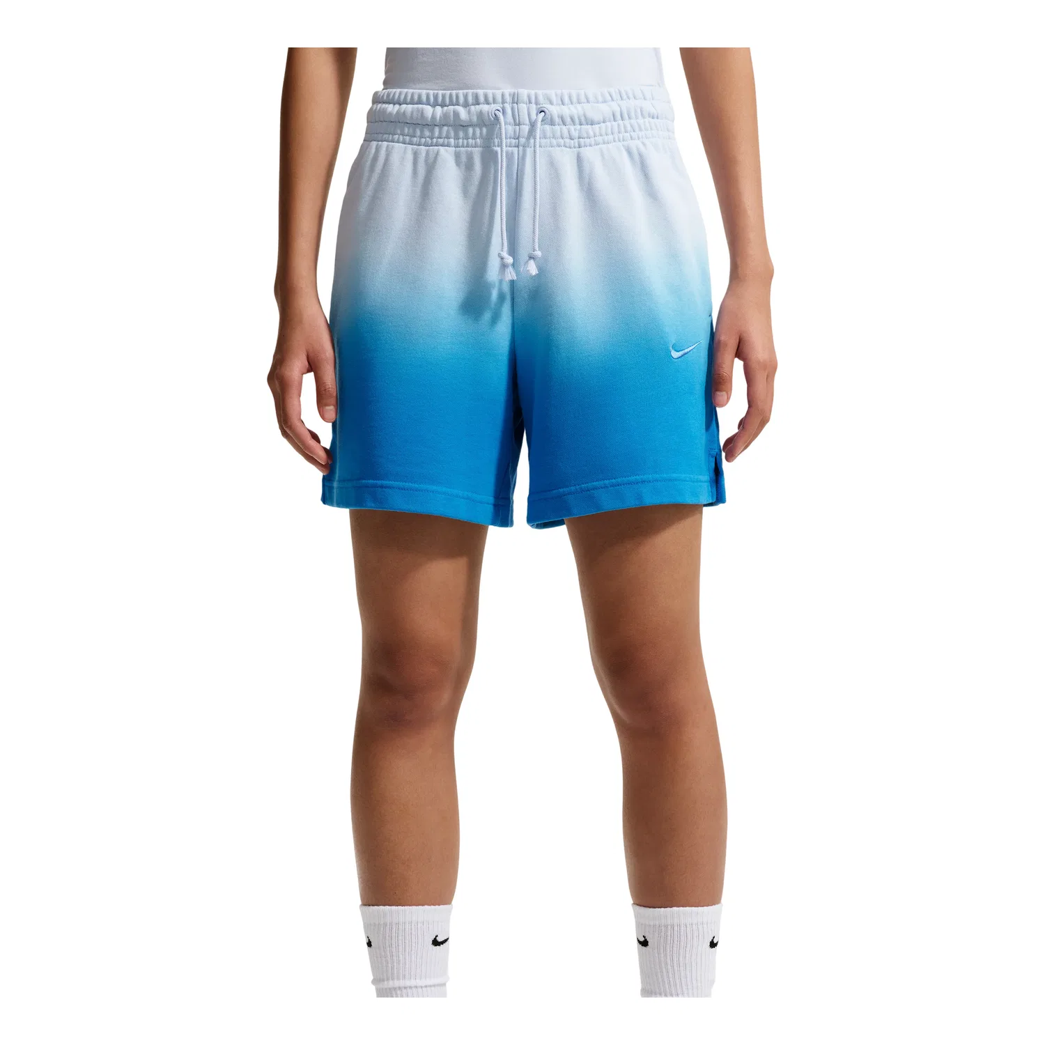 Женские шорты Nike Sportswear Phoenix Fleece средней посадки, цвет Hydrogen Blue Light Photo Blue