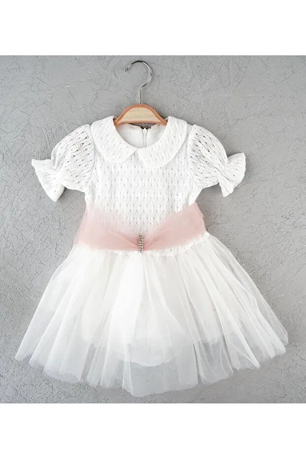 Детское платье для девочек с коротким рукавом E.T.Ç baby girl's evening dress Altintop, White