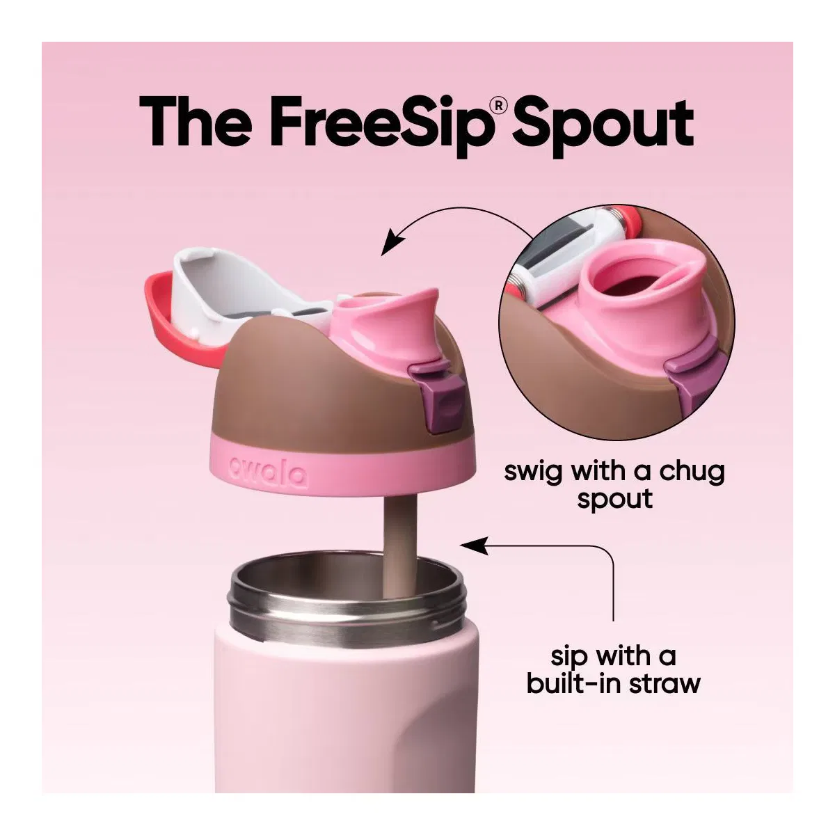 Детская бутылка для воды 473 мл с трубочкой FreeSip Owala, Cake Pop — фото 2