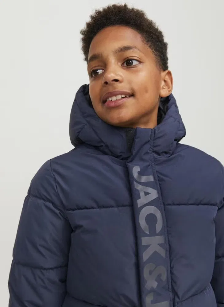 Куртка пуховик с капюшоном Jcospeed Jack & Jones Junior, темно-синий — фото 3