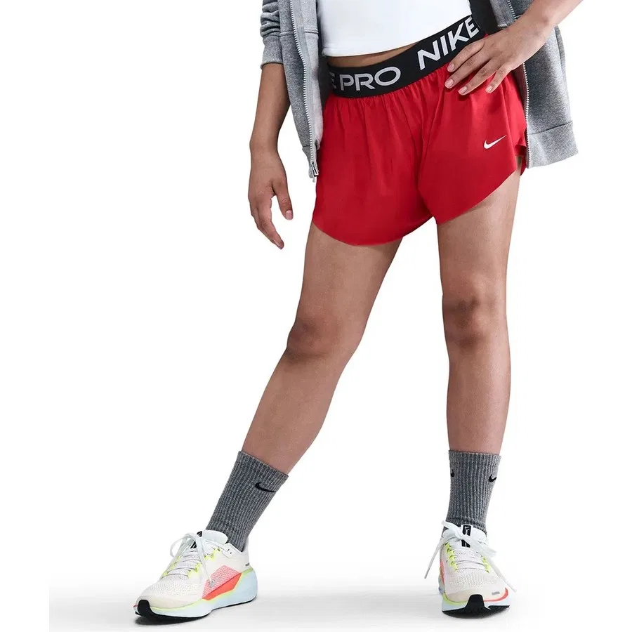 Детские спортивные шорты 2-в-1 с леггинсами Nike Pro Dri-FIT, Красный — фото 4