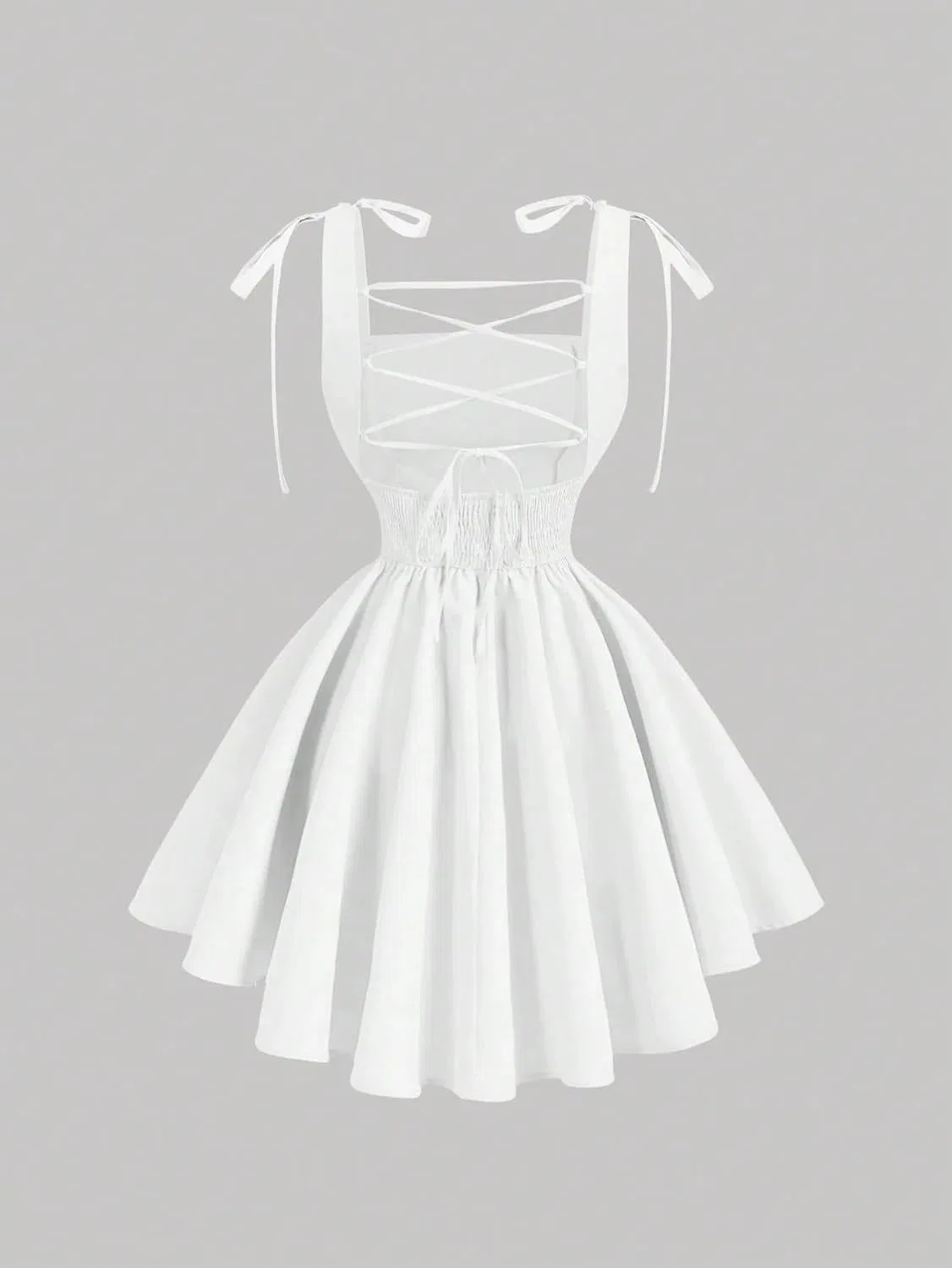 Женское мини-платье на бретелях без спинки Colorblock, White — фото 2