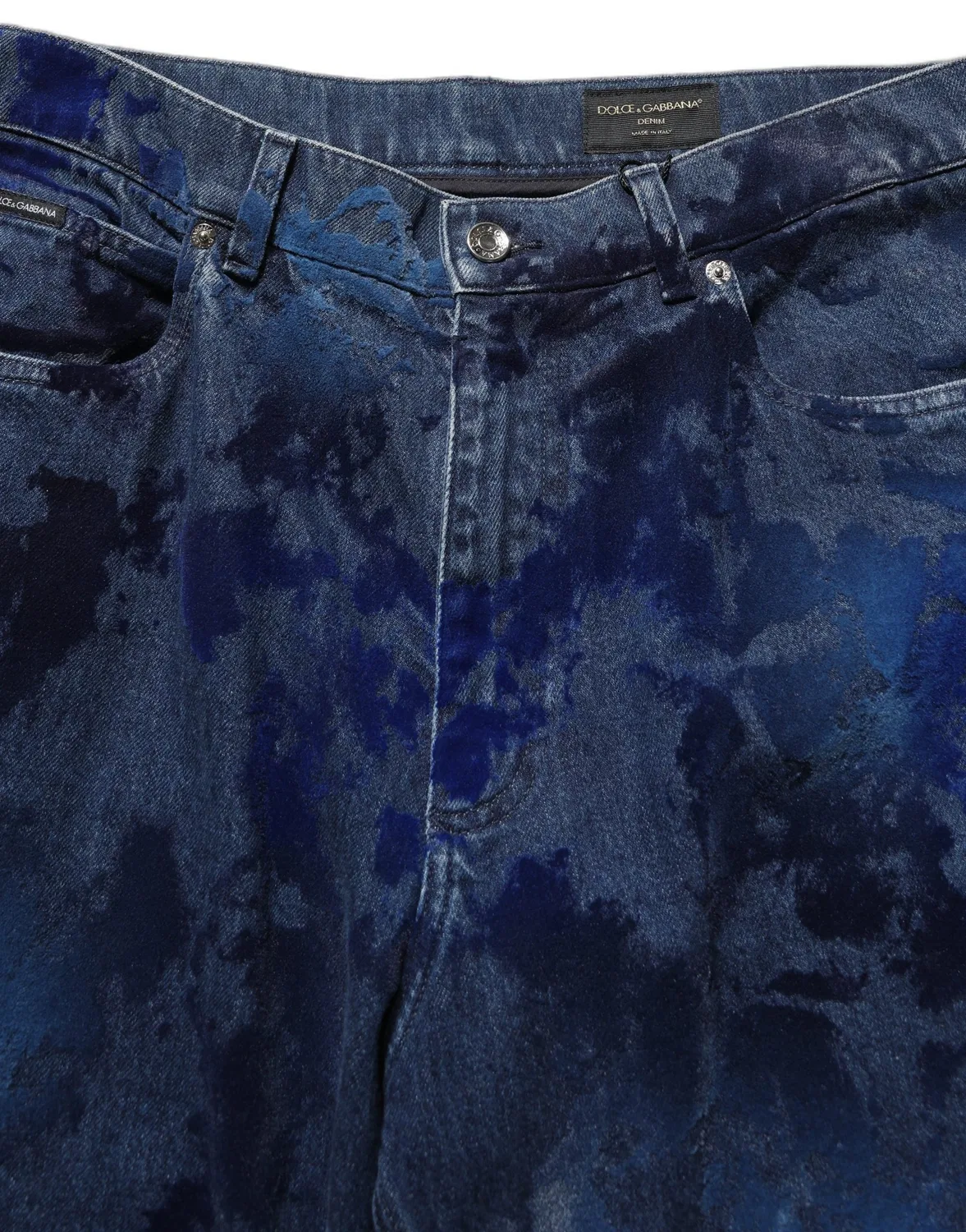 Мужские джинсы прямого кроя с эффектом тай-дай, Dolce & Gabbana, Blue