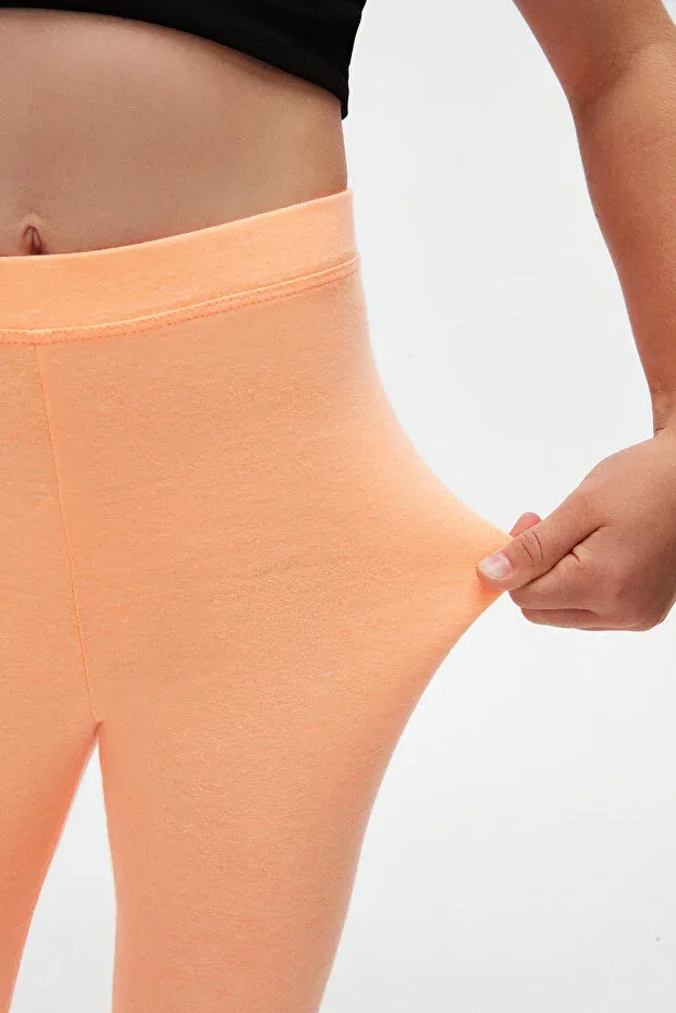 Детские леггинсы для девочек с принтом Lovetti, Neon Apricot — фото 3