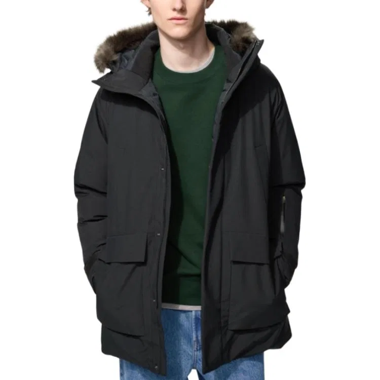 Мужская куртка-пуховик с капюшоном Uniqlo, черный