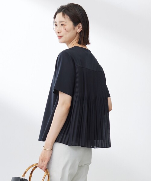 

J.PRESS Ladies Топ женский хлопковый с гладкой спинкой и складками J.PRESS, темно-синий