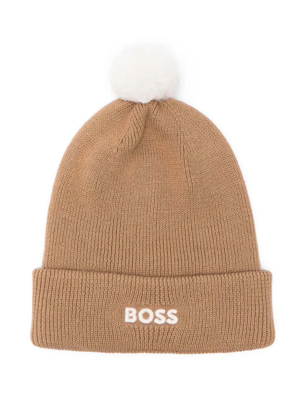 

Шерстяная шапка с вышитым логотипом BOSS, нейтральный