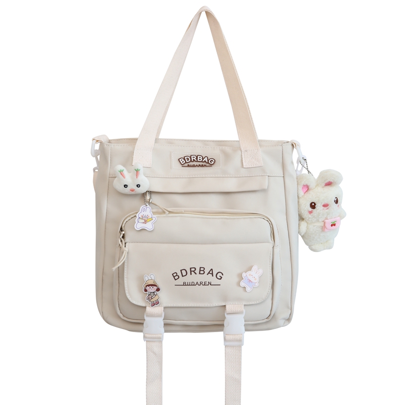 

Deli Bear Нейлоновый рюкзак женский, Ecru Shoulder Bag with Rabbit Charm
