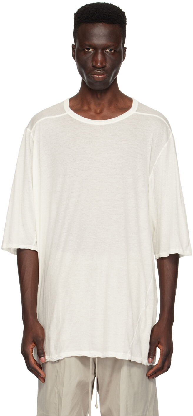 

Бело-белая футболка с круглым вырезом Rick Owens, цвет Milk