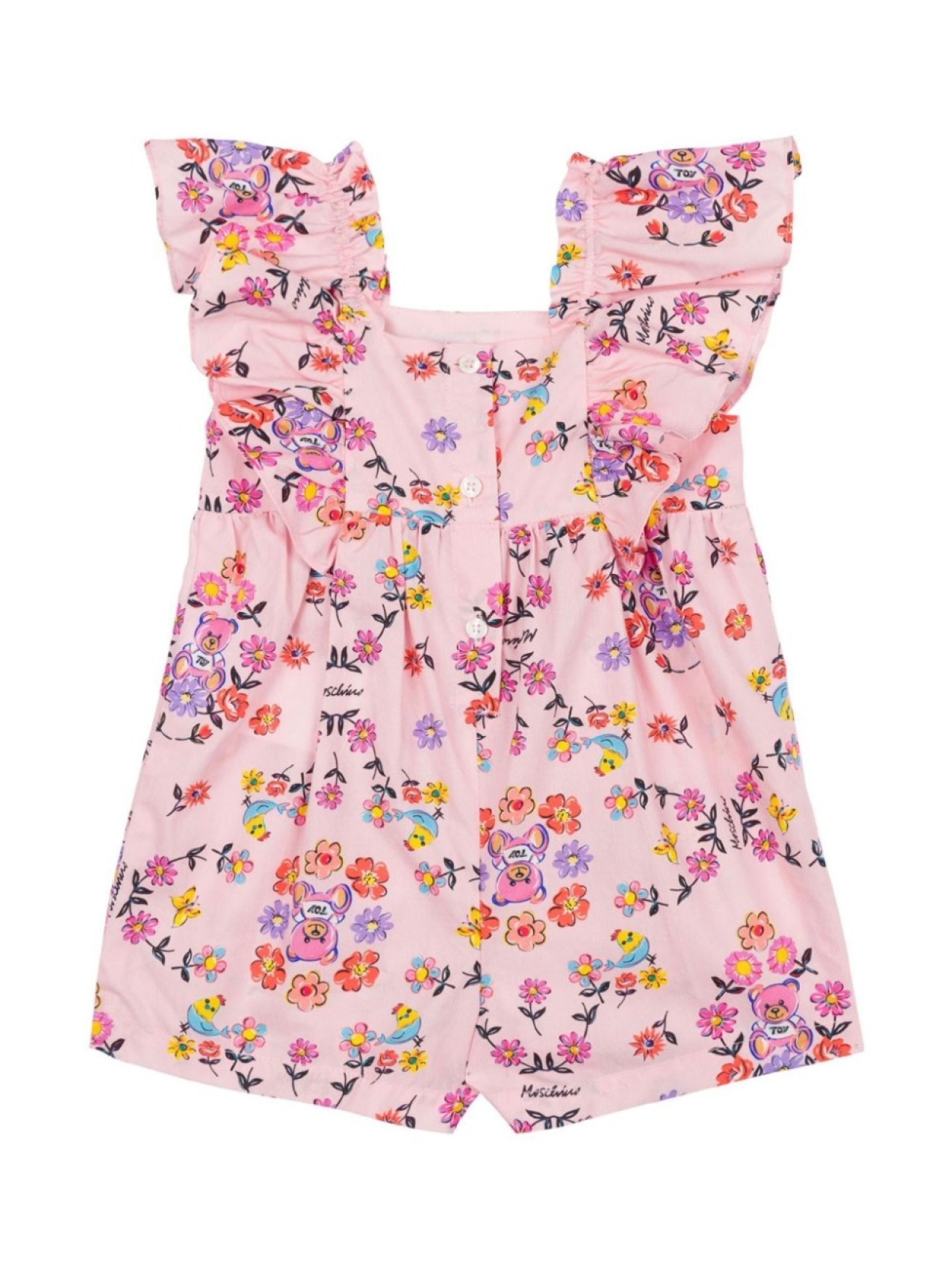 Moschino Kids ромпер с цветочным принтом, розовый — фото 2