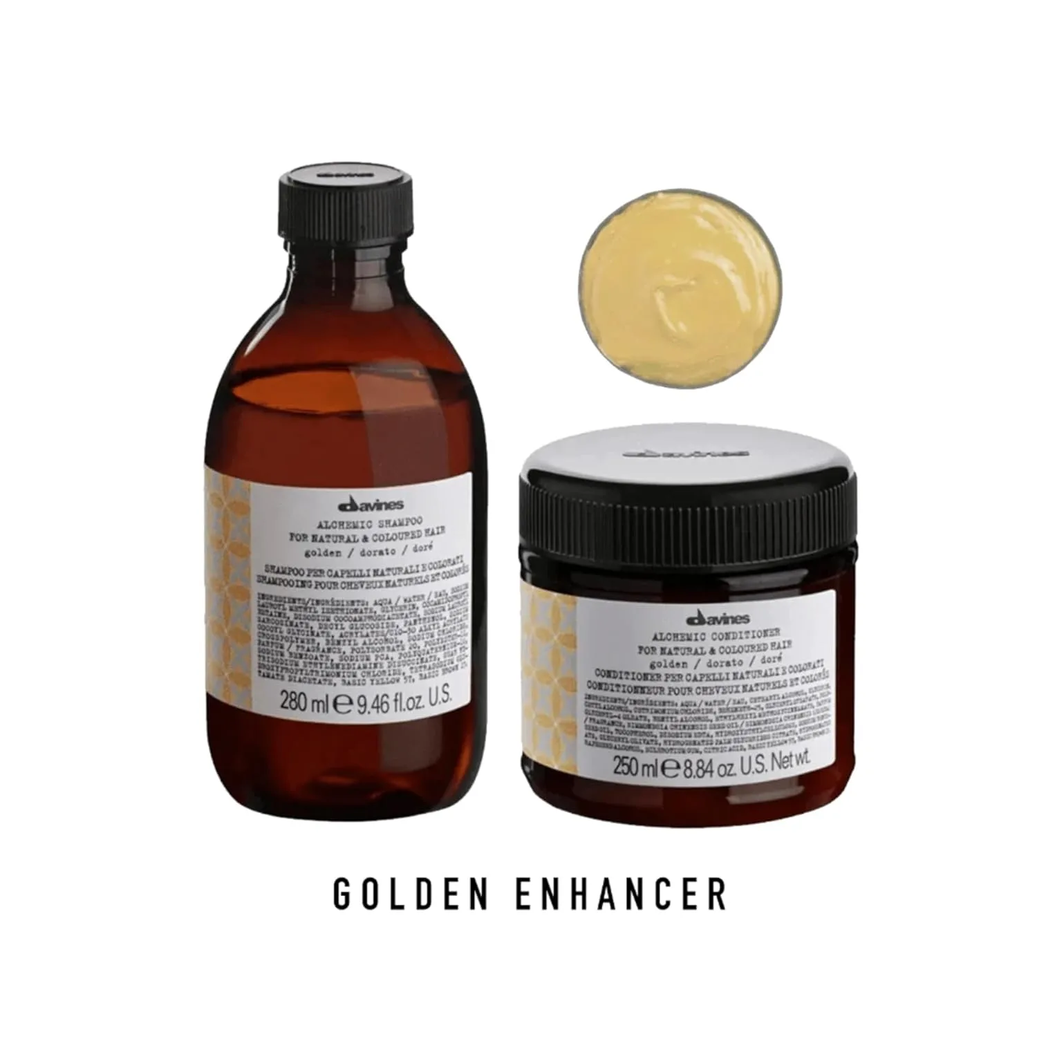 Шампунь и кондиционер Davines Alchemic Golden, безопасное очищение для окрашенных волос, придание блеска и улучшение цвета окрашенным волосам, 8,84 и 9,46 жидких унций. — фото 3