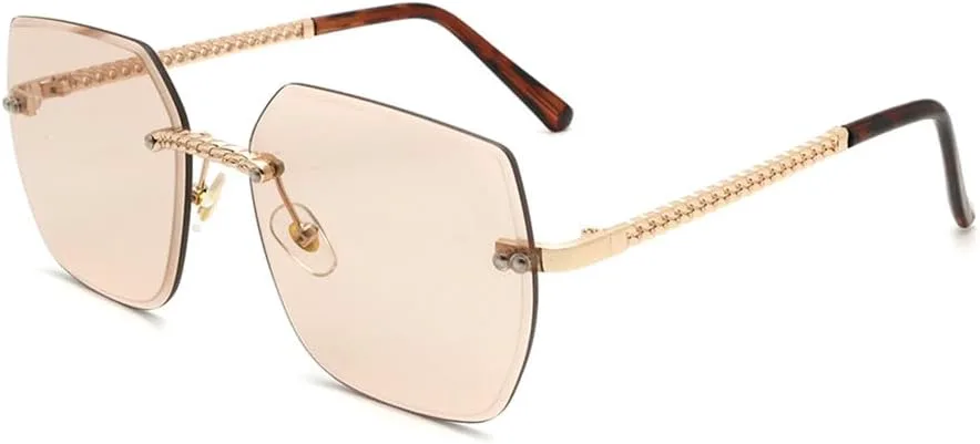 

Солнцезащитные очки UV400 для мужчин и женщин | Без оправы, металлические петли, яркий цвет | Для вождения и занятий спортом на открытом воздухе generic, Grey-pink