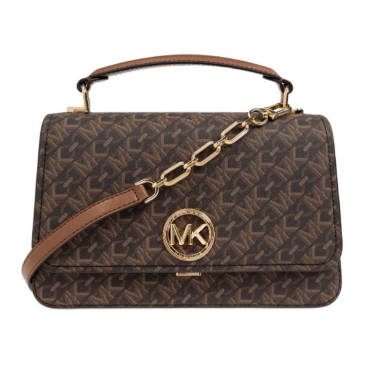 

MICHAEL KORS Деланси холщовая с кожаной отделкой сумка через плечо