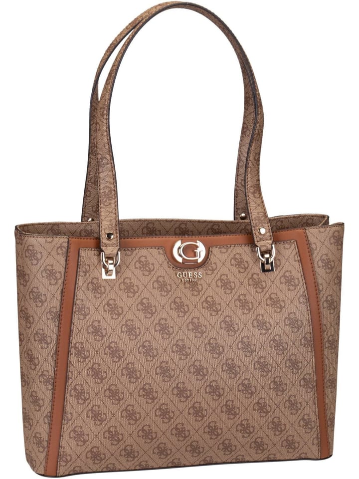 

Сумка шоппер Guess, цвет latte logo/brown