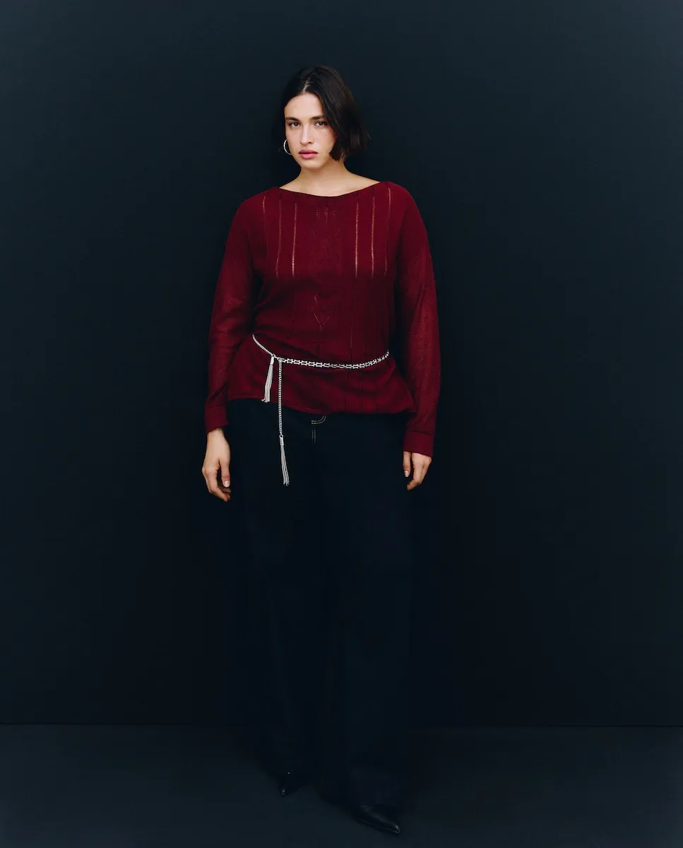 

Женский однотонный хлопковый джемпер Couchel, красный