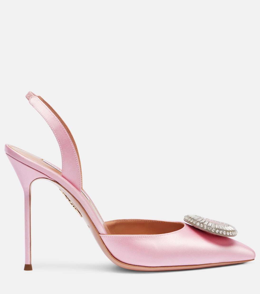 Кристальные обручи 105 атласные туфли-лодочки на ремешке Aquazzura, Light Rose — фото 4