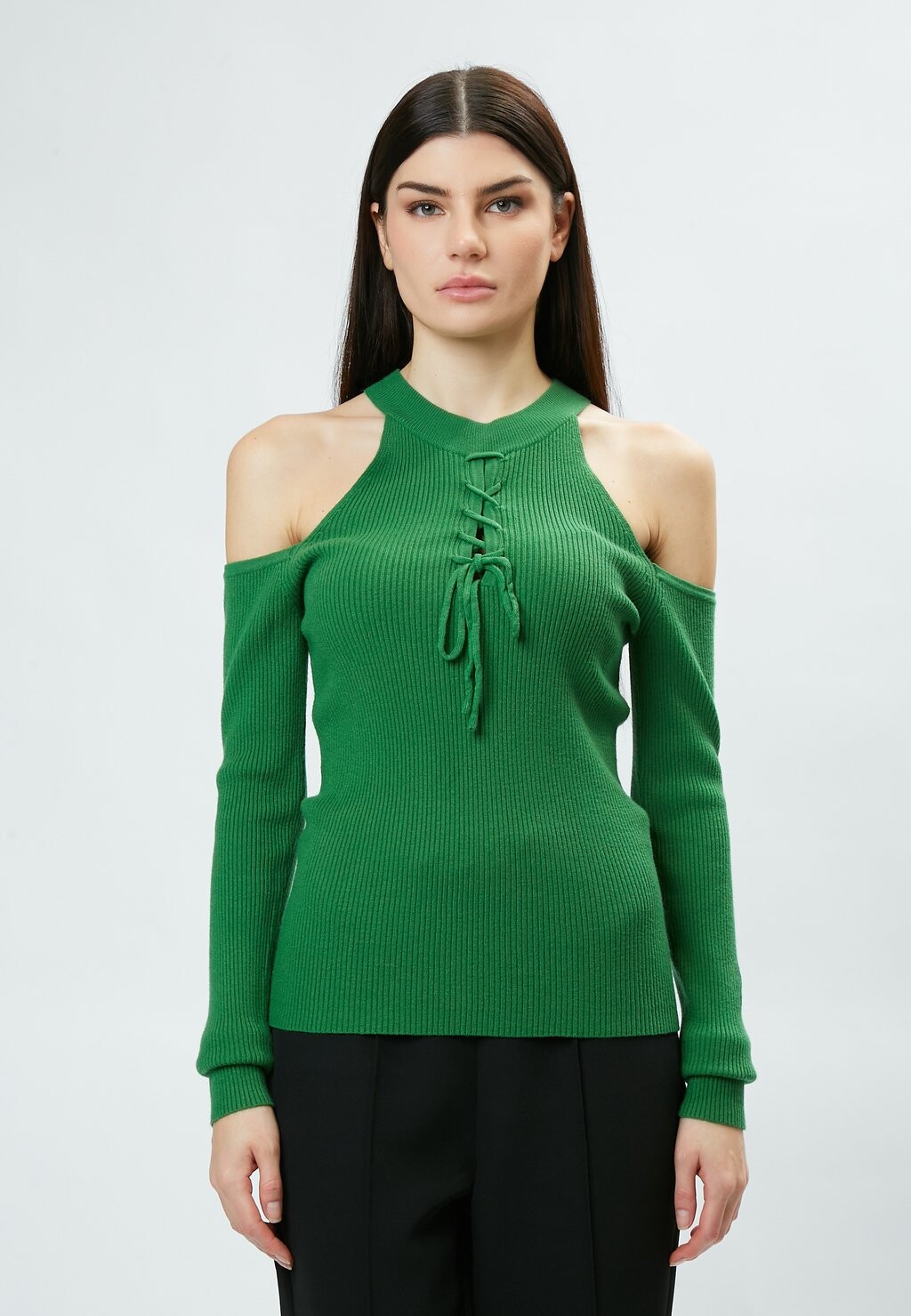 

Джемпер INFLUENCER PULLOVER OFF-SHOULDER RIBBED PULL INFLUENCER, зеленый