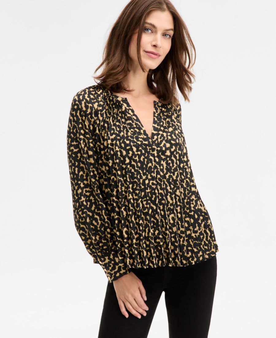 

Женская плиссированная блузка с V-образным вырезом INC International Concepts, Yannie Spots