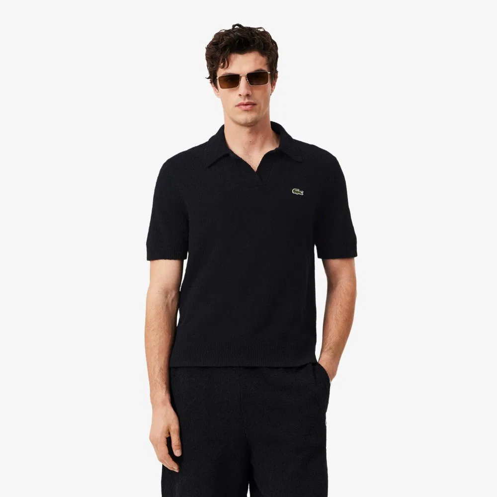 Мужской свитер поло букле тёмно-синий от Lacoste