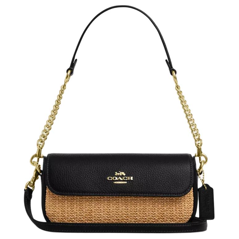 

COACH Сумка кроссбоди из плетеной соломки с матовым каменным принтом