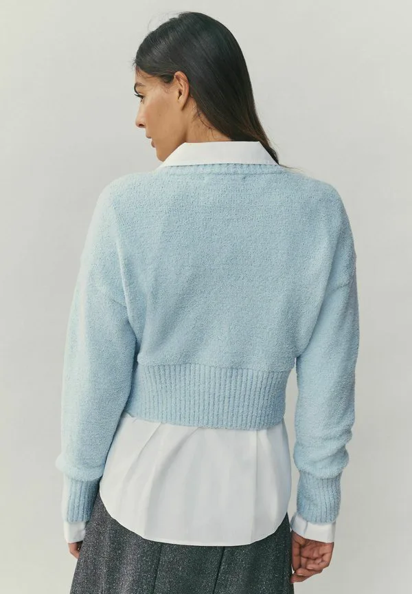 Уютный кардиган прямого кроя на пуговицах Next, Light Blue — фото 3