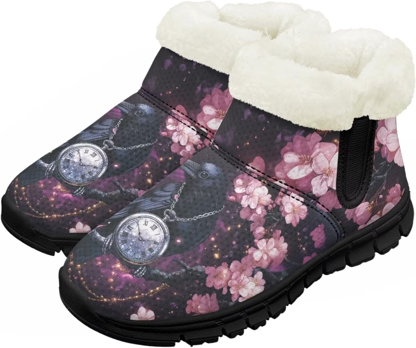 

Детские зимние ботинки для девочек и мальчиков, утепленные, с меховой подкладкой, водонепроницаемые, легкие, противоскользящие Chririnla, Aesthetic Crow