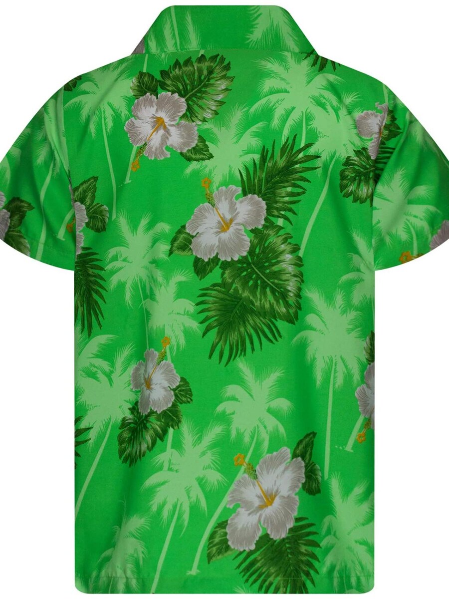Рубашка на пуговицах классического кроя King Kameha Small Flower, зеленый — фото 2