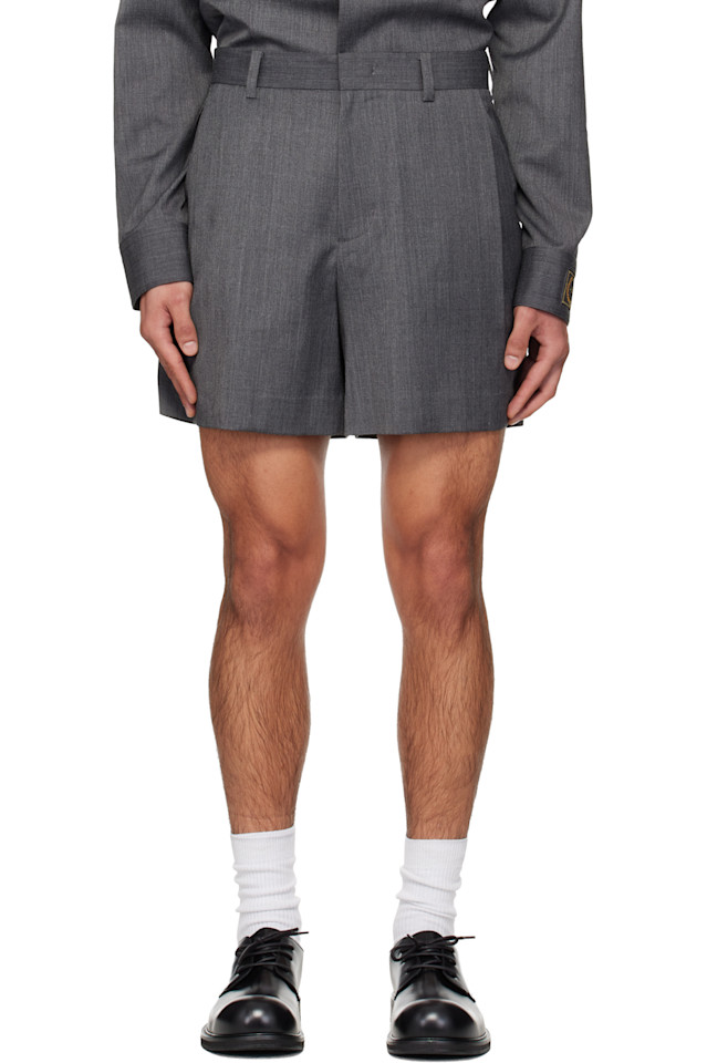 

We11Done Серые шерстяные шорты, заправленные в брюки