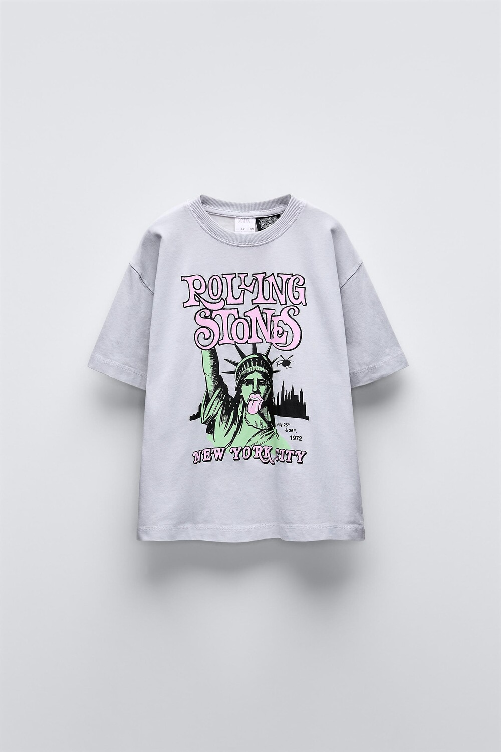 

Футболка ny rolling stones ZARA, светло-серый