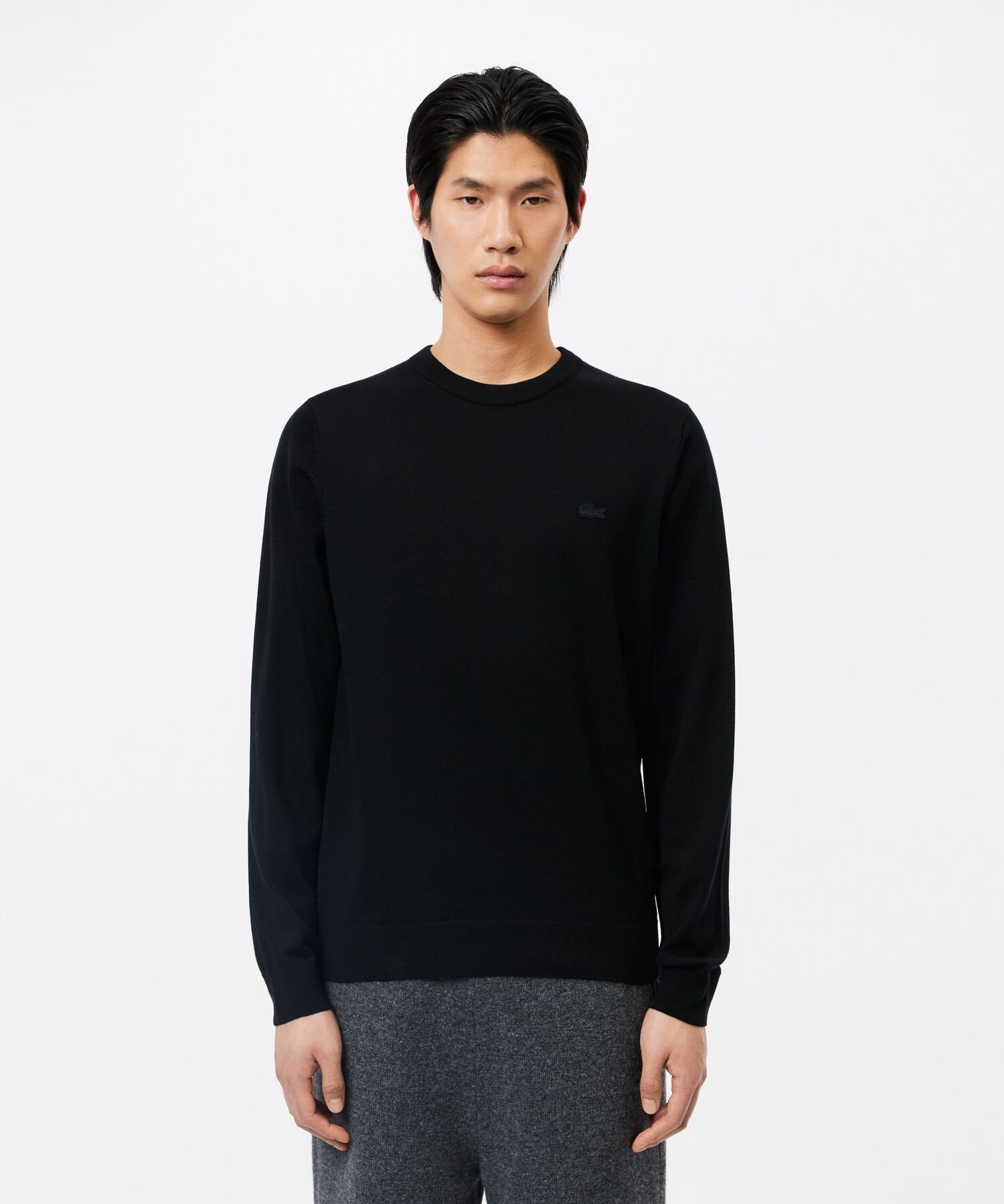 Вязаный свитер из мериносовой шерсти LACOSTE, Black