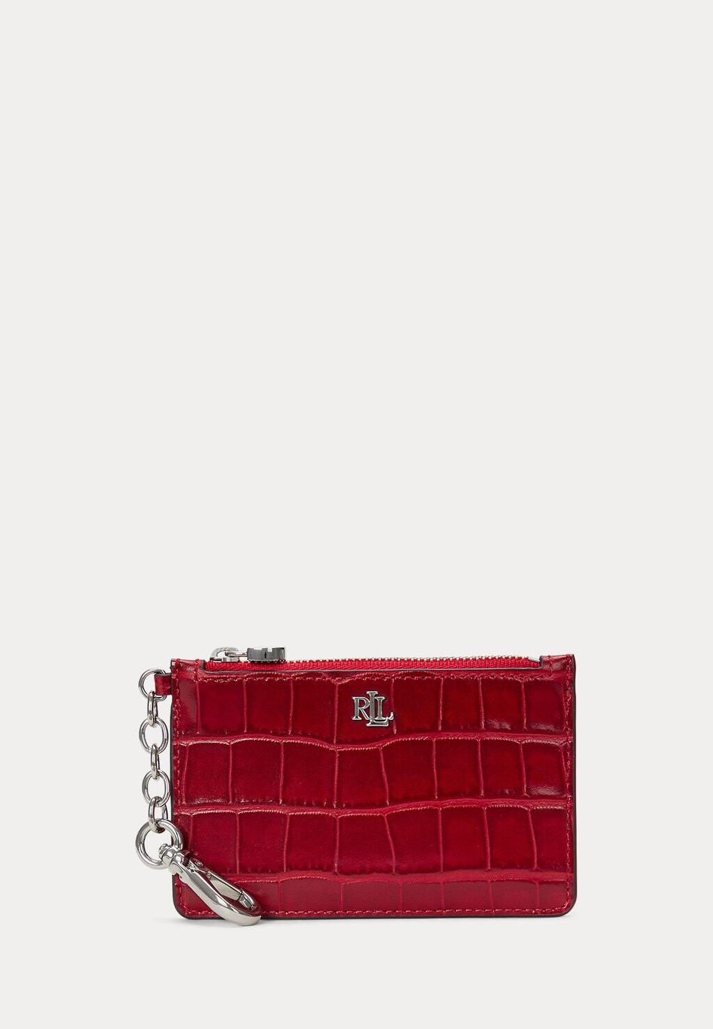 

Кошелек CROC-EMBOSSED LEATHER ZIP CARD CASE Lauren Ralph Lauren, красный