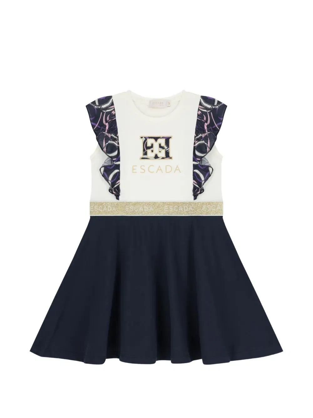 Платье с оборками на талии Escada Kids, синий