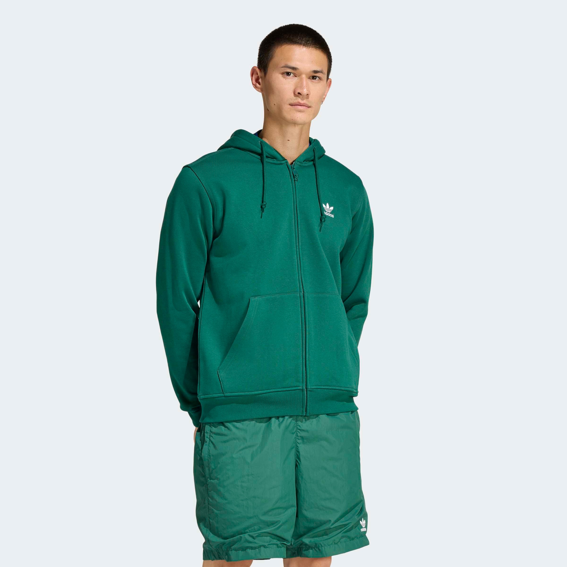 Adidas Originals Толстовка на молнии 'Trefoil Essentials' в зеленом цвете — фото 2