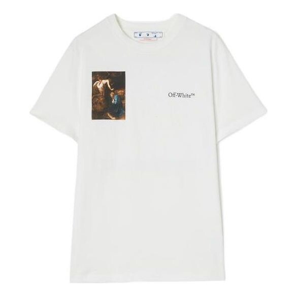 

Футболка men's ss22 back painting printing round neck short sleeve white t-shirt Off-White, белый