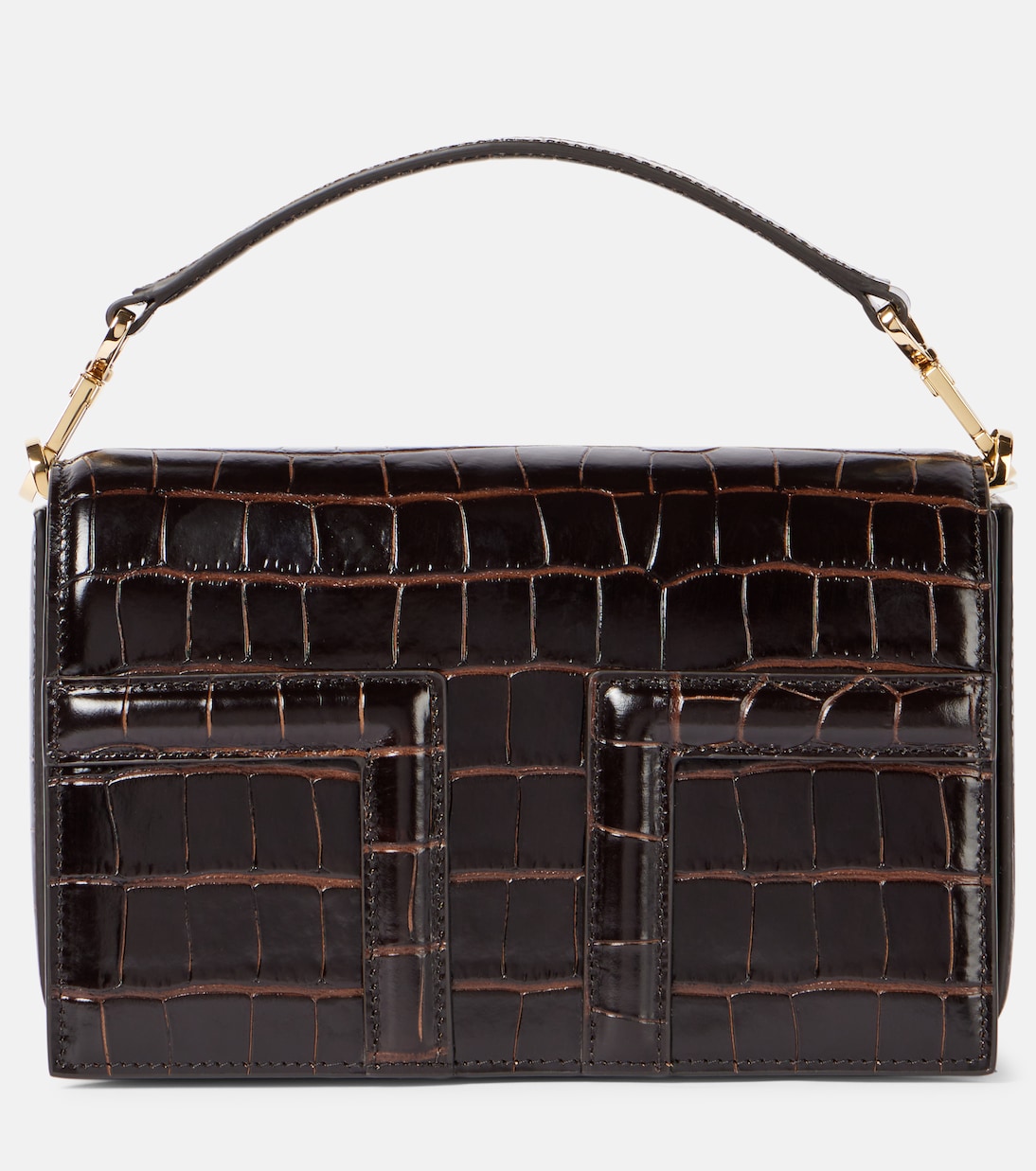 

Мини-сумка-шоппер T-Flap с эффектом крокодиловой кожи Toteme, Dark Brown 034