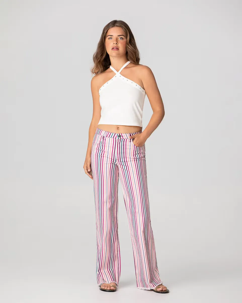 

Женские джинсы-вакеро с высокой посадкой и полосками Noon, мультиколор