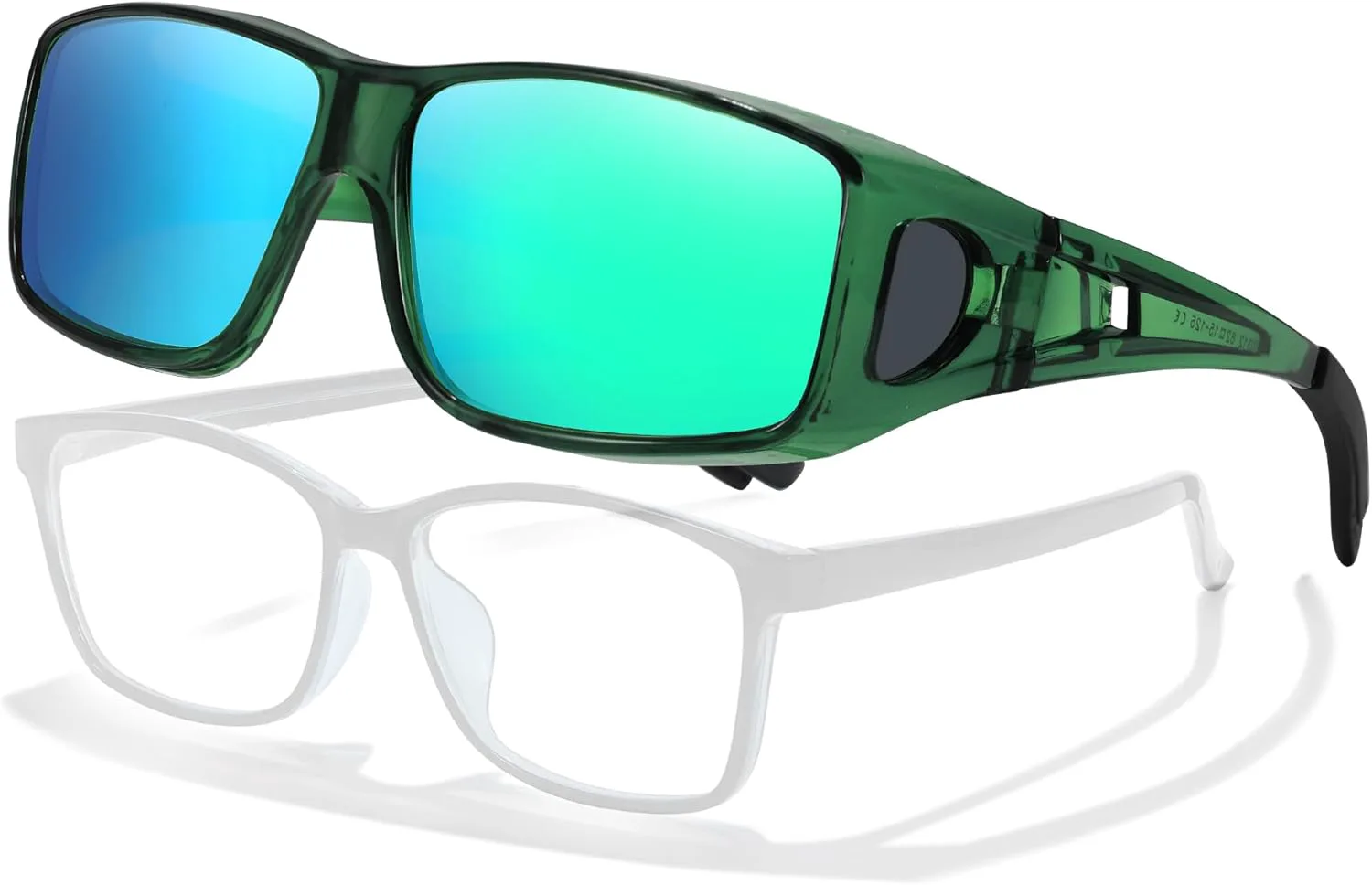 

Солнцезащитные очки LVIOE, поляризованные, надеваемые поверх очков, для мужчин и женщин, защита от УФ, A21, зеленая оправа, зеленые зеркальные линзы, облегающие