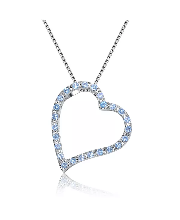 

Ожерелье из стерлингового серебра с круглыми кубическими цирконами в форме толстого открытого сердца Genevive, blue