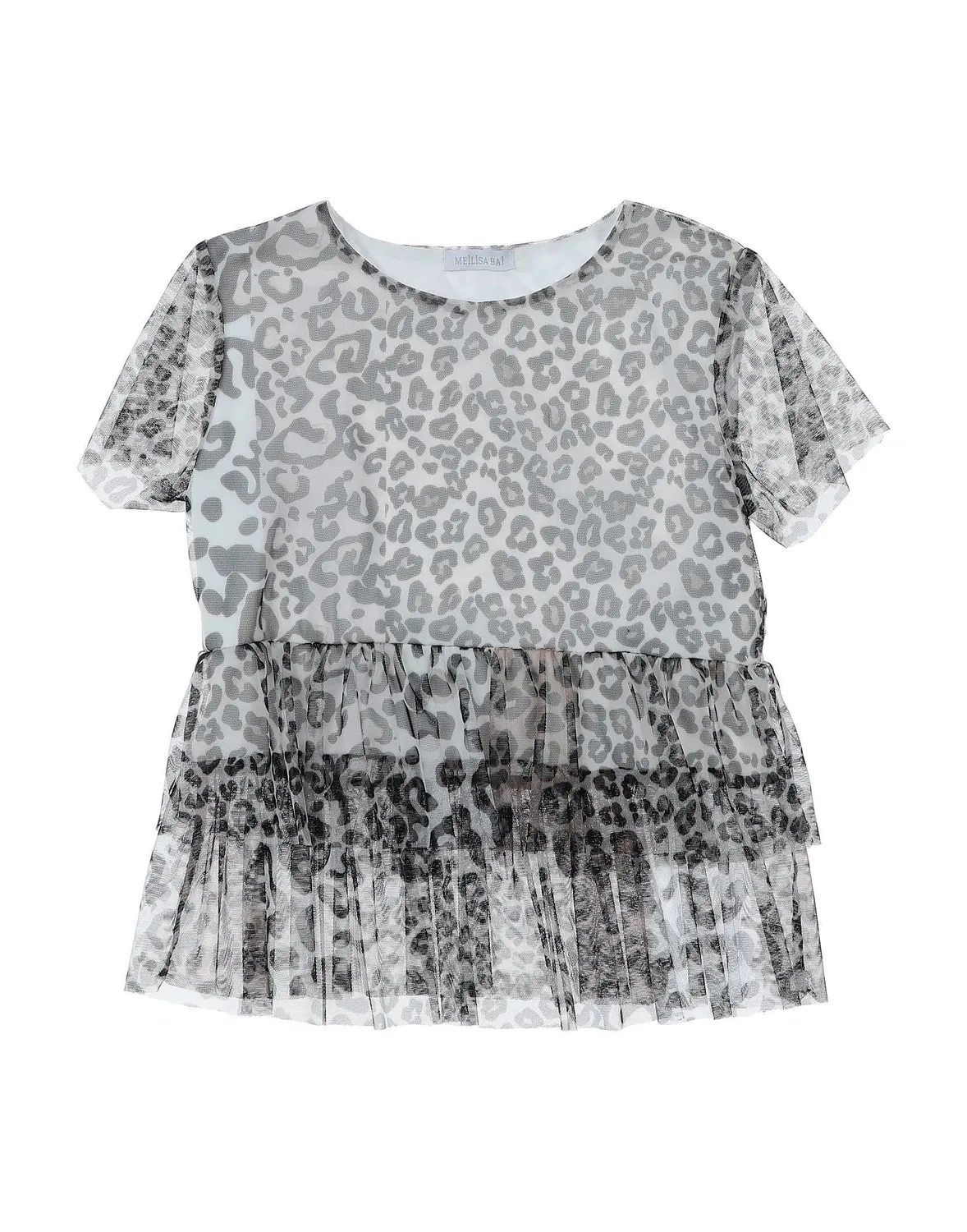 Блузка из тюля с принтом Leopard Print Meilisa Bai, айвори