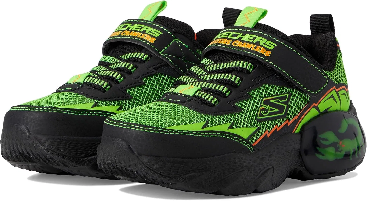Детские кроссовки для мальчиков с принтом Creature-Crawlers Skechers, Black/Lime