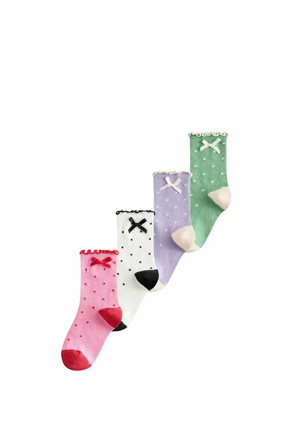 Носки 4 пары с бантом Rich Spot Next Pink, Purple, Green, White, белый/зеленый/фиолетовый/розовый