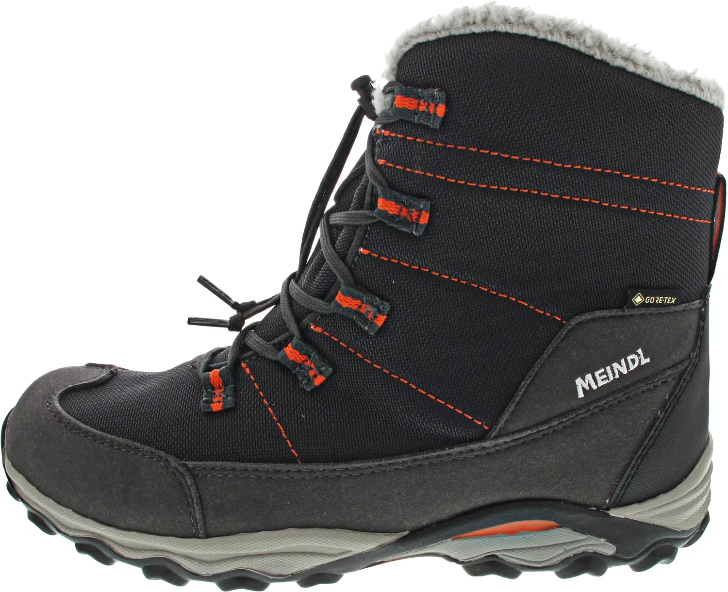 Детские зимние ботинки для мальчиков на шнуровке Winterstiefel Yolup Junior Gtx Meindl, Black Schwarz Orange 001