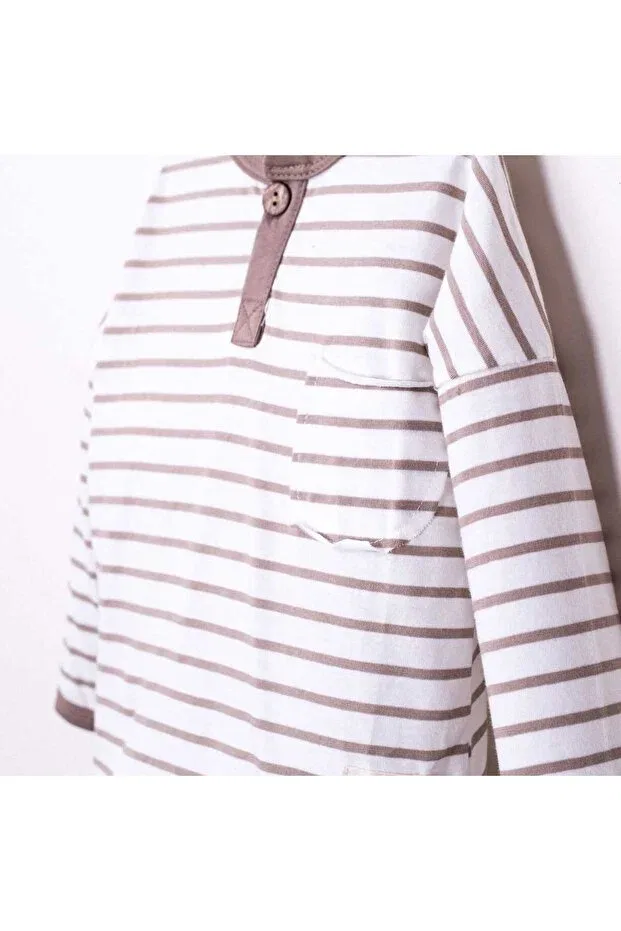 Детские свитшот с длинным рукавом Coco & Bamboo, Cream Brown Striped — фото 2