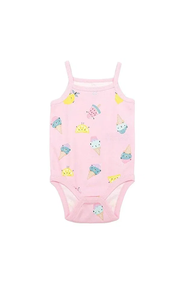 Детское боди для девочек с принтом Hellobaby Girl Rope Strap Body, Ebebek Hello Baby, Ecru