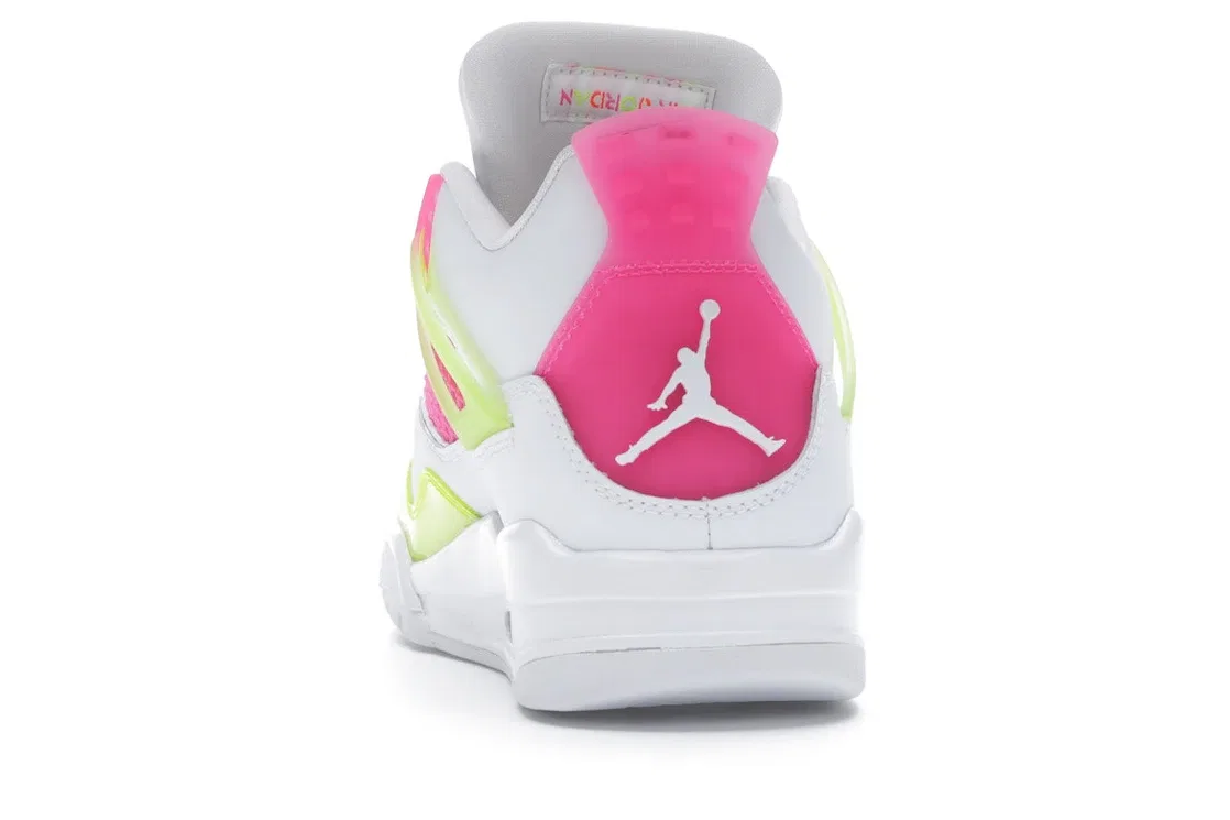 Детские кроссовки Lifestyle с вентиляцией Jordan 4 Retro, White/Lemon Venom-Pink Blast — фото 4