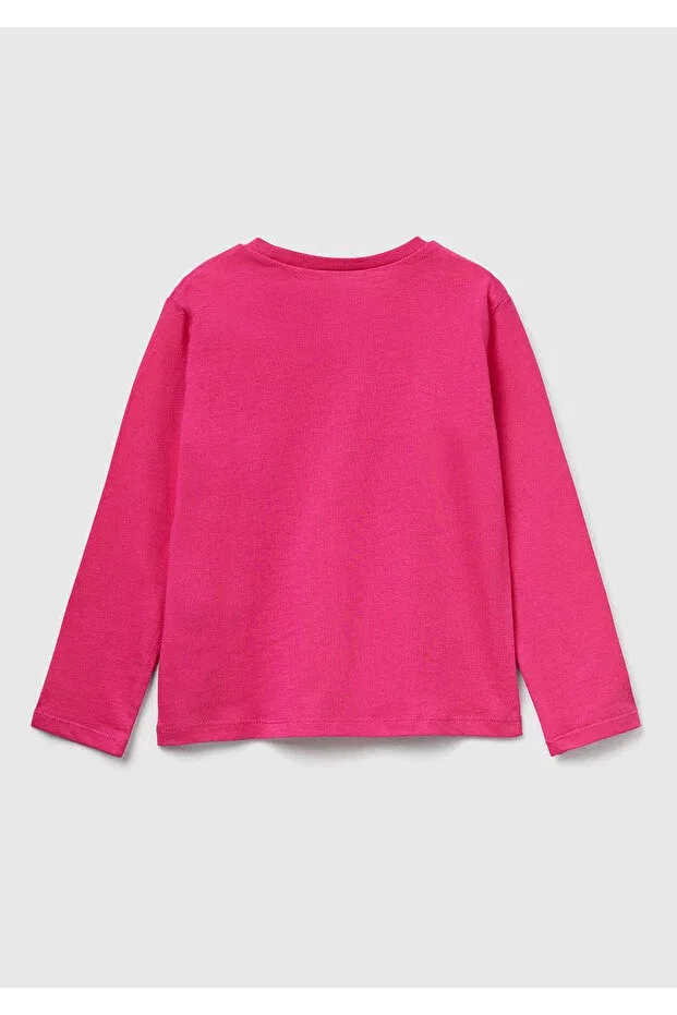 Детское для девочек свитшот с принтом United Colors Of Benetton, Pink — фото 2