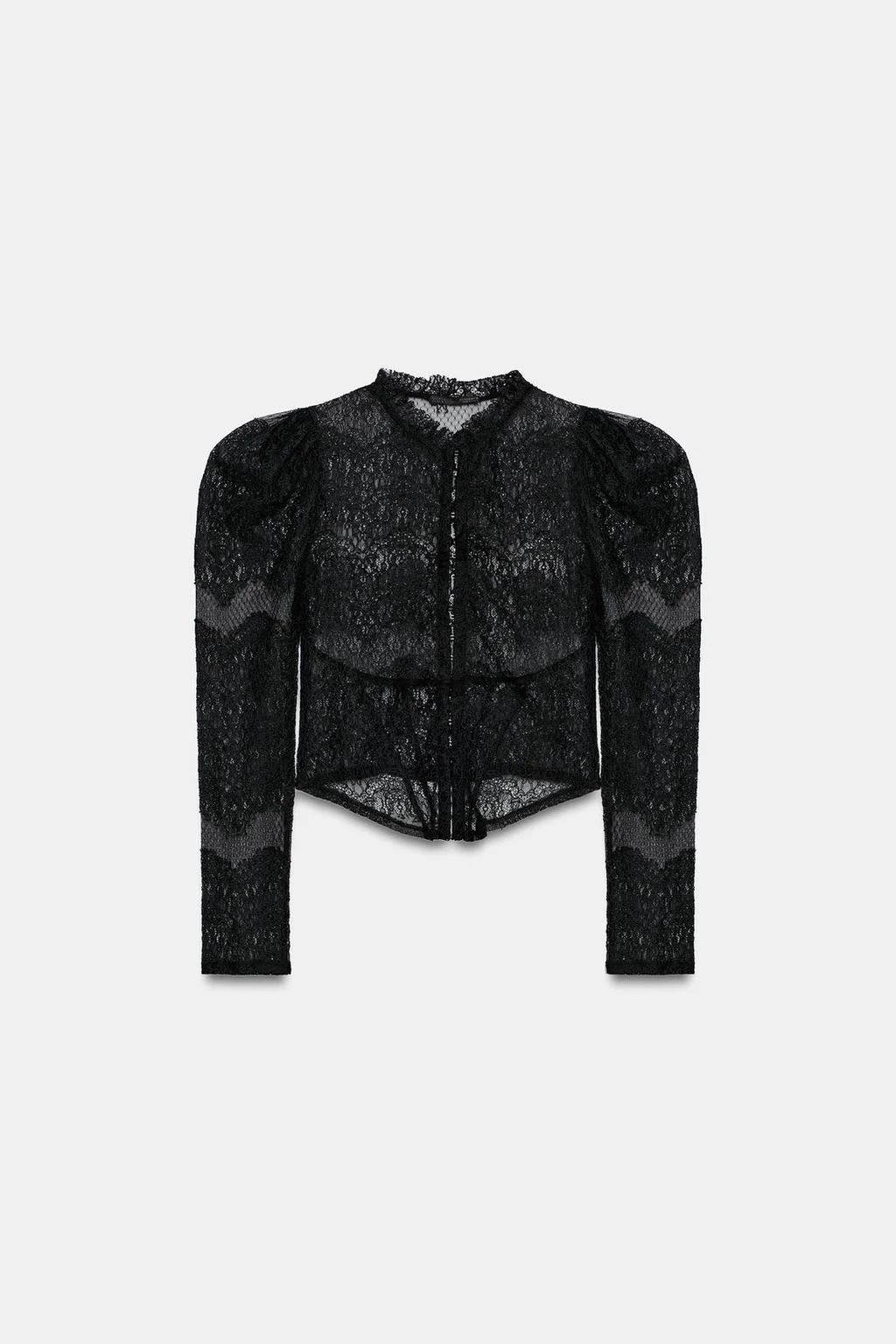 Топ Zara Chaqueta Corsetera Encaje, черный — фото 3