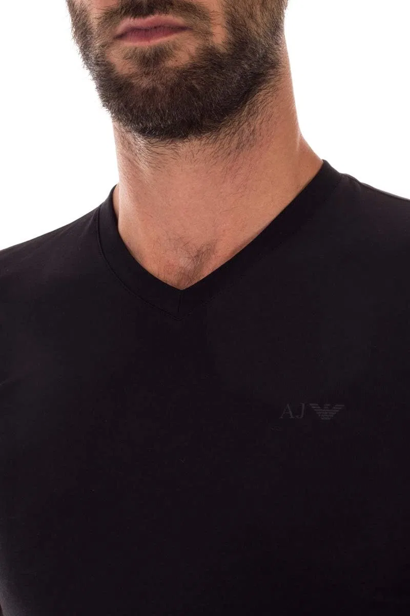 Мужская футболка экстра-слим V-образным вырезом Emporio Armani, Black — фото 4